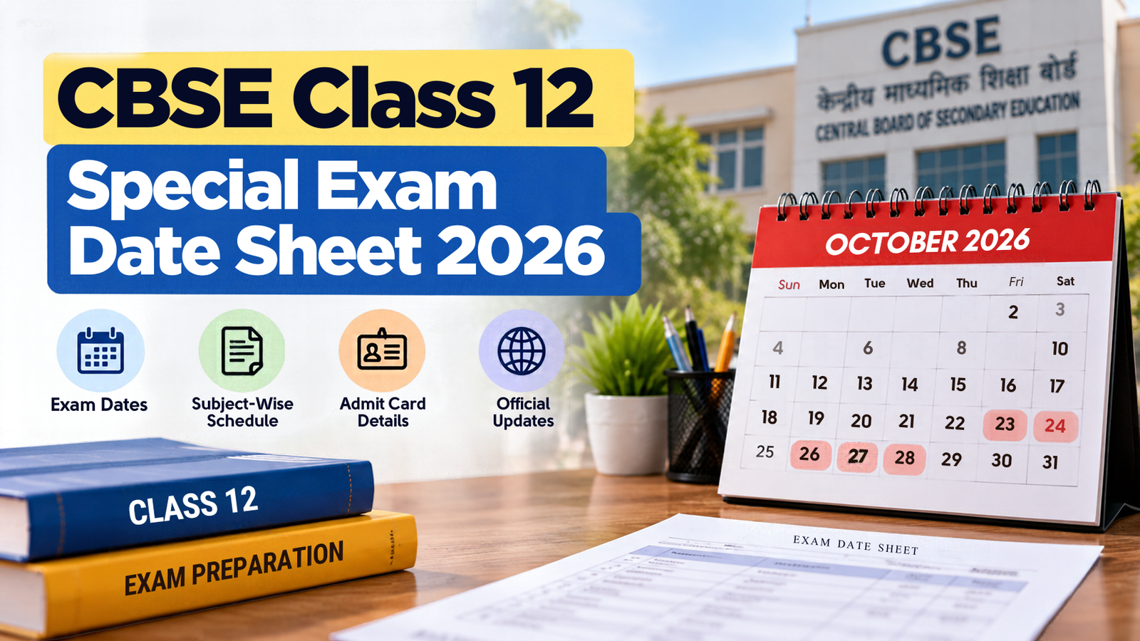 CBSE Class 12 special examination date sheet for West Asia 2026